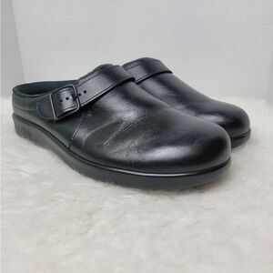 SAS Clog Slip On Black Leather Comfort USA Made Women's Shoes Size 9